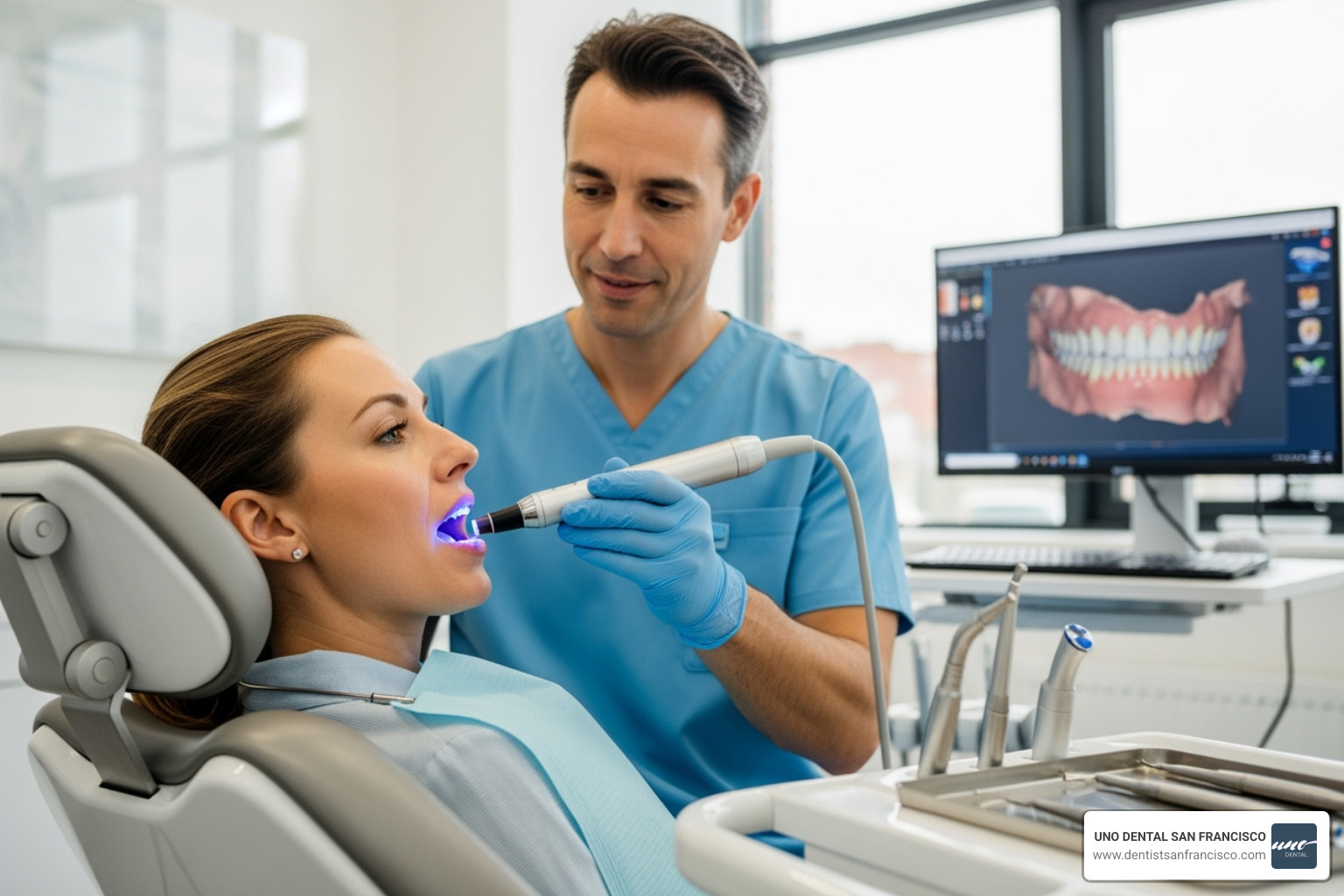 dentist taking digital scan of patient's teeth - Mouthguard For Grinding