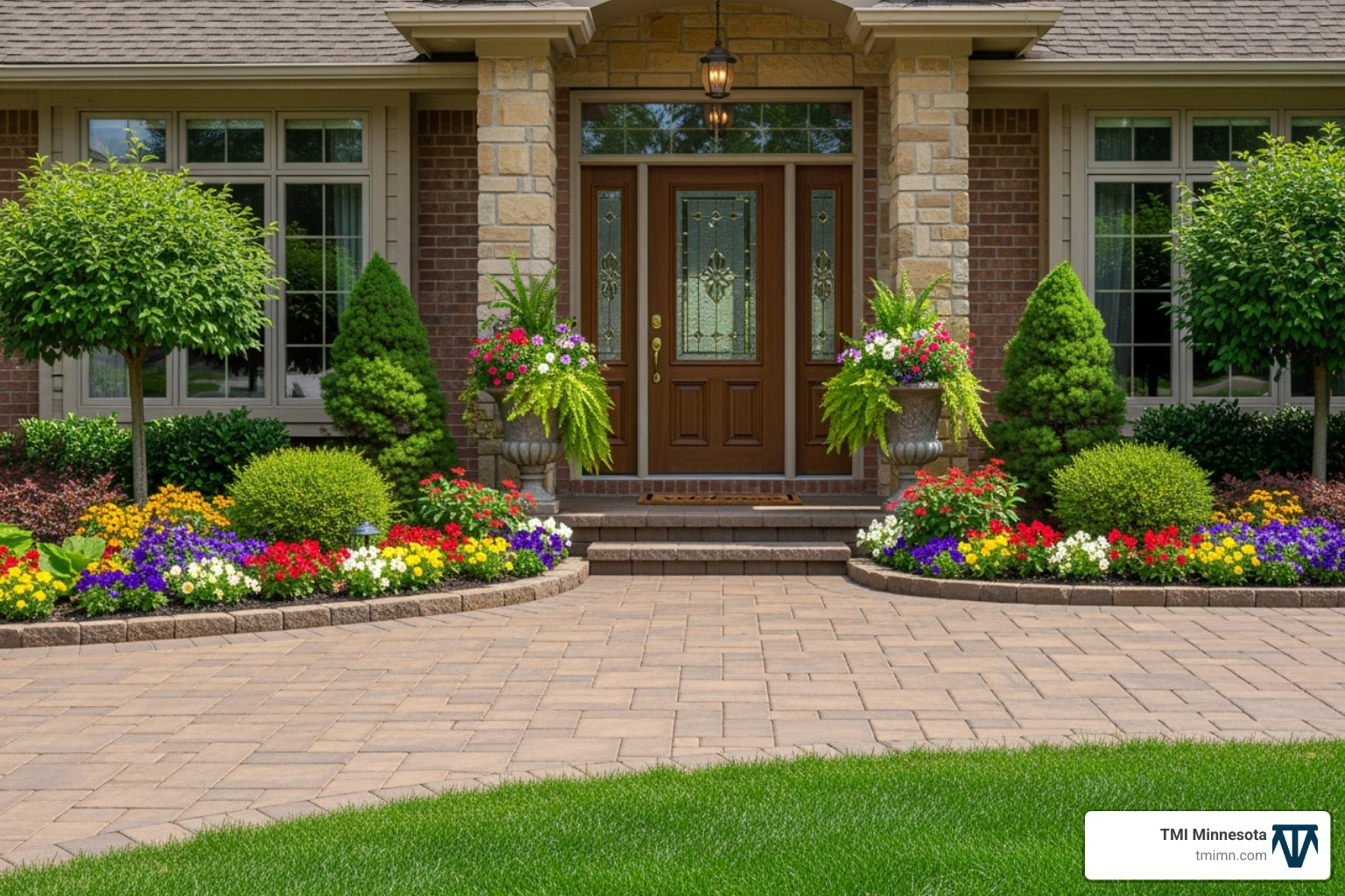 Welcoming home entrance featuring a beautifully landscaped yard and a Bracken monoblock driveway - bracken monoblock driveway Welcoming home entrance featuring a beautifully landscaped yard and a Bracken monoblock driveway - bracken monoblock driveway