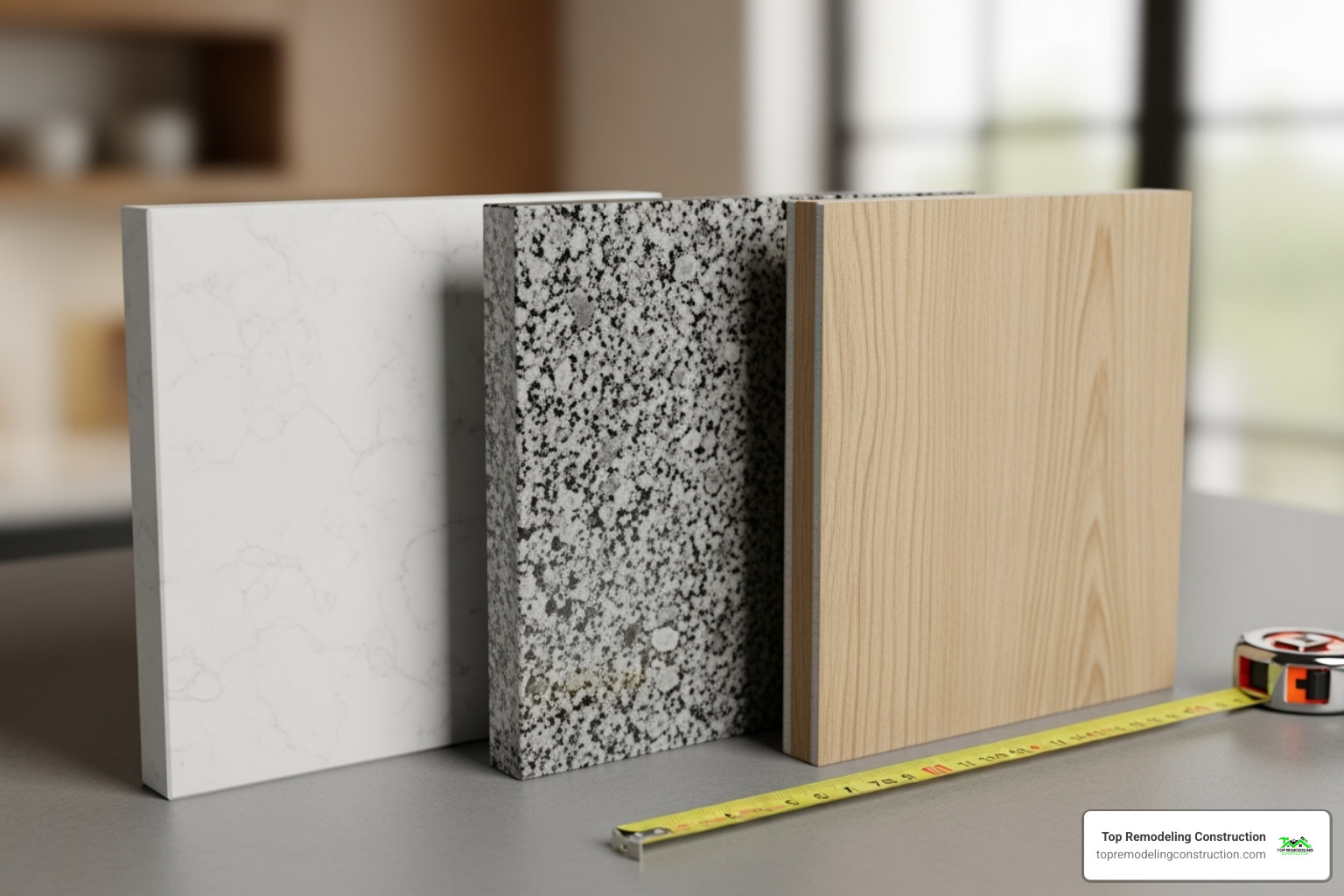 different countertop materials like quartz, granite, and laminate side-by-side - kitchen renovation quotes different countertop materials like quartz, granite, and laminate side-by-side - kitchen renovation quotes