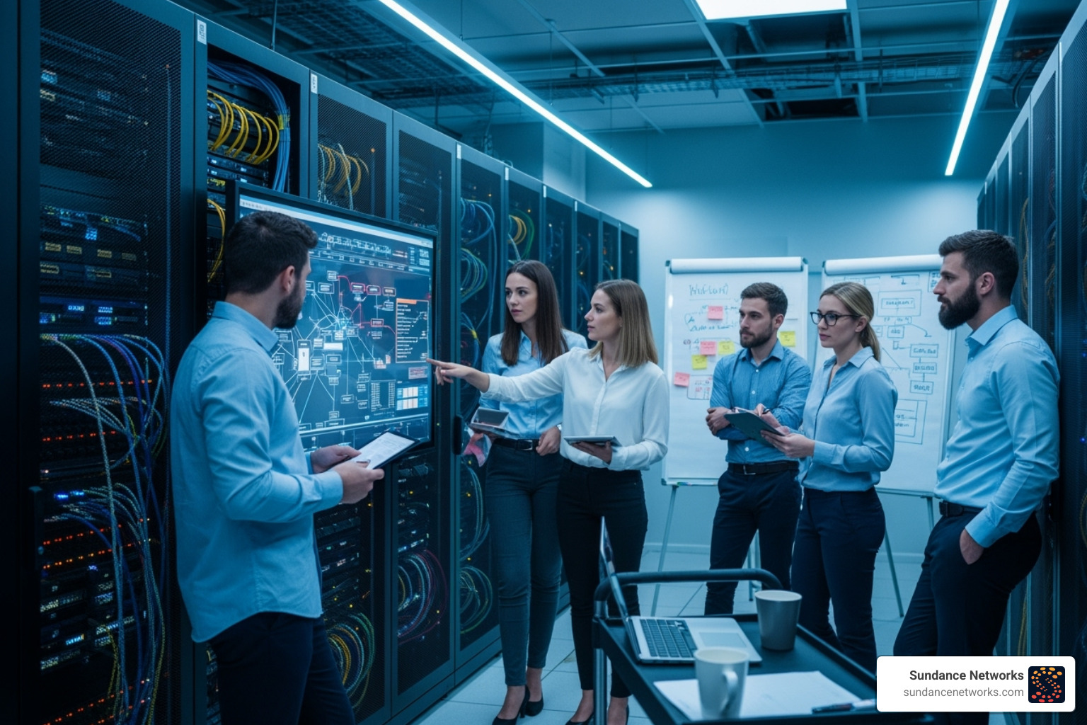 IT team planning in a server room - Healthcare IT hardware IT team planning in a server room - Healthcare IT hardware