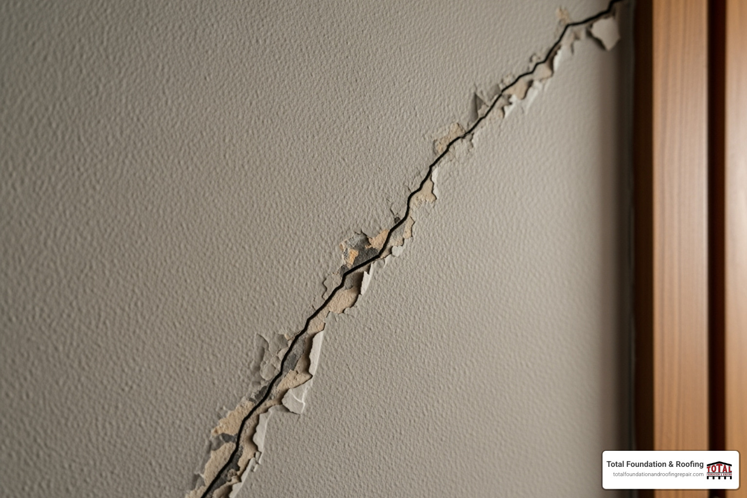 diagonal crack up drywall from door frame - home foundation problems