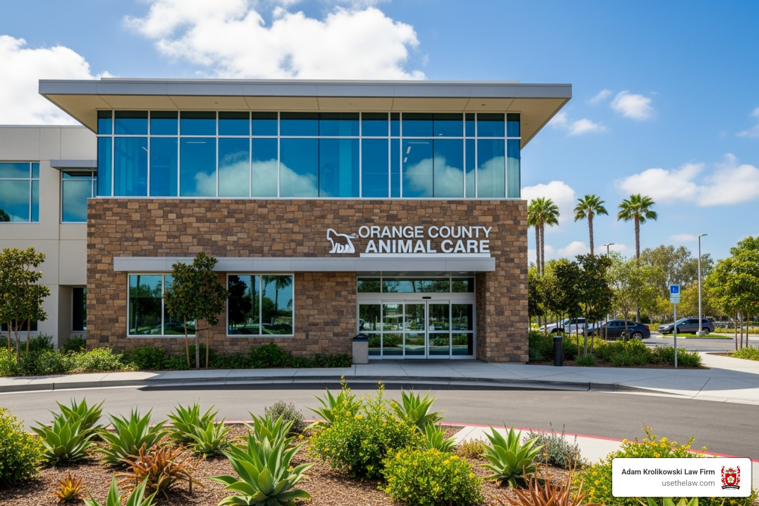 of the Orange County Animal Care services building or logo - Santa Ana dog bite