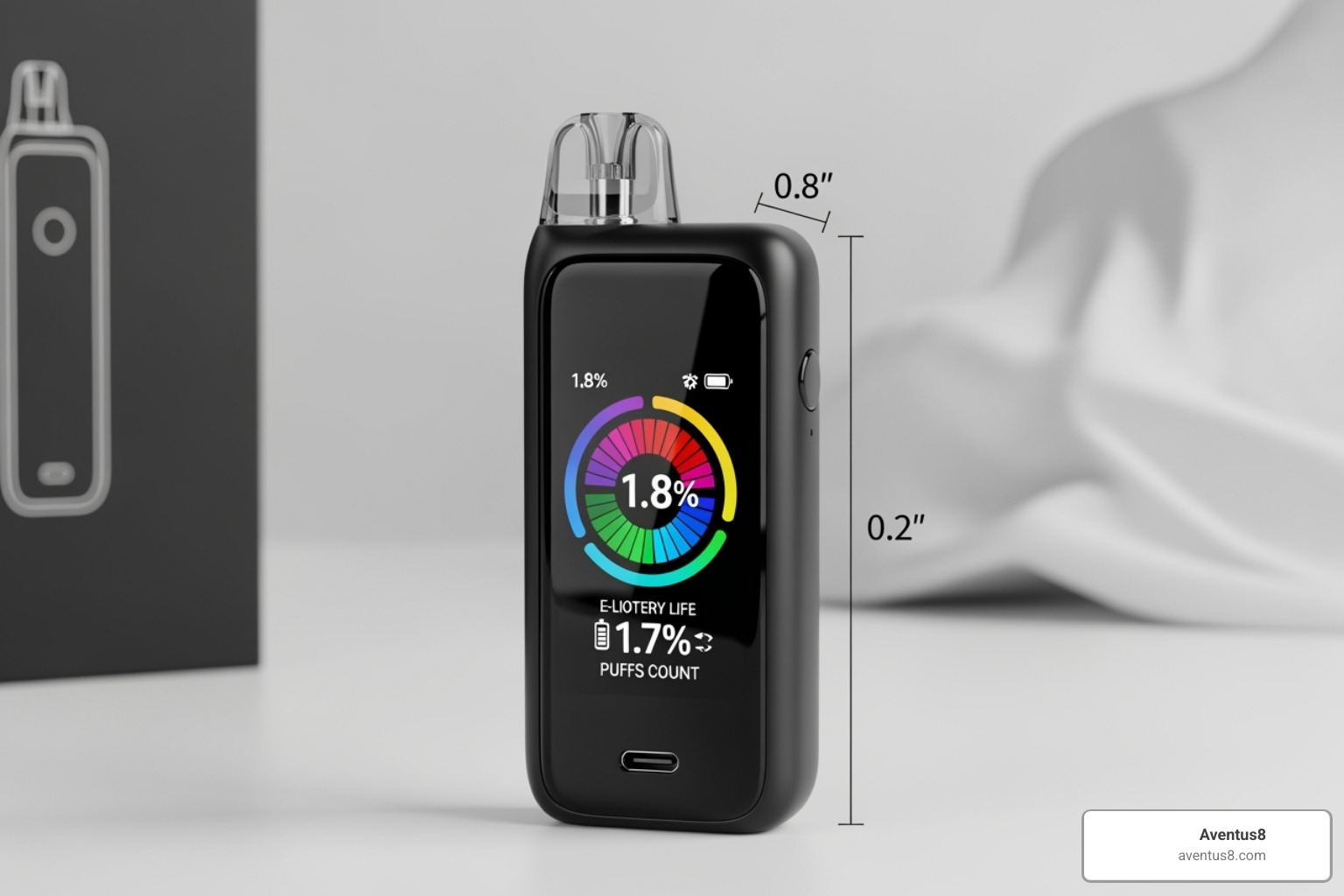 unboxed Pulse vape pen showing full-size screen and USB-C charging port - pulse thc disposable vape instructions