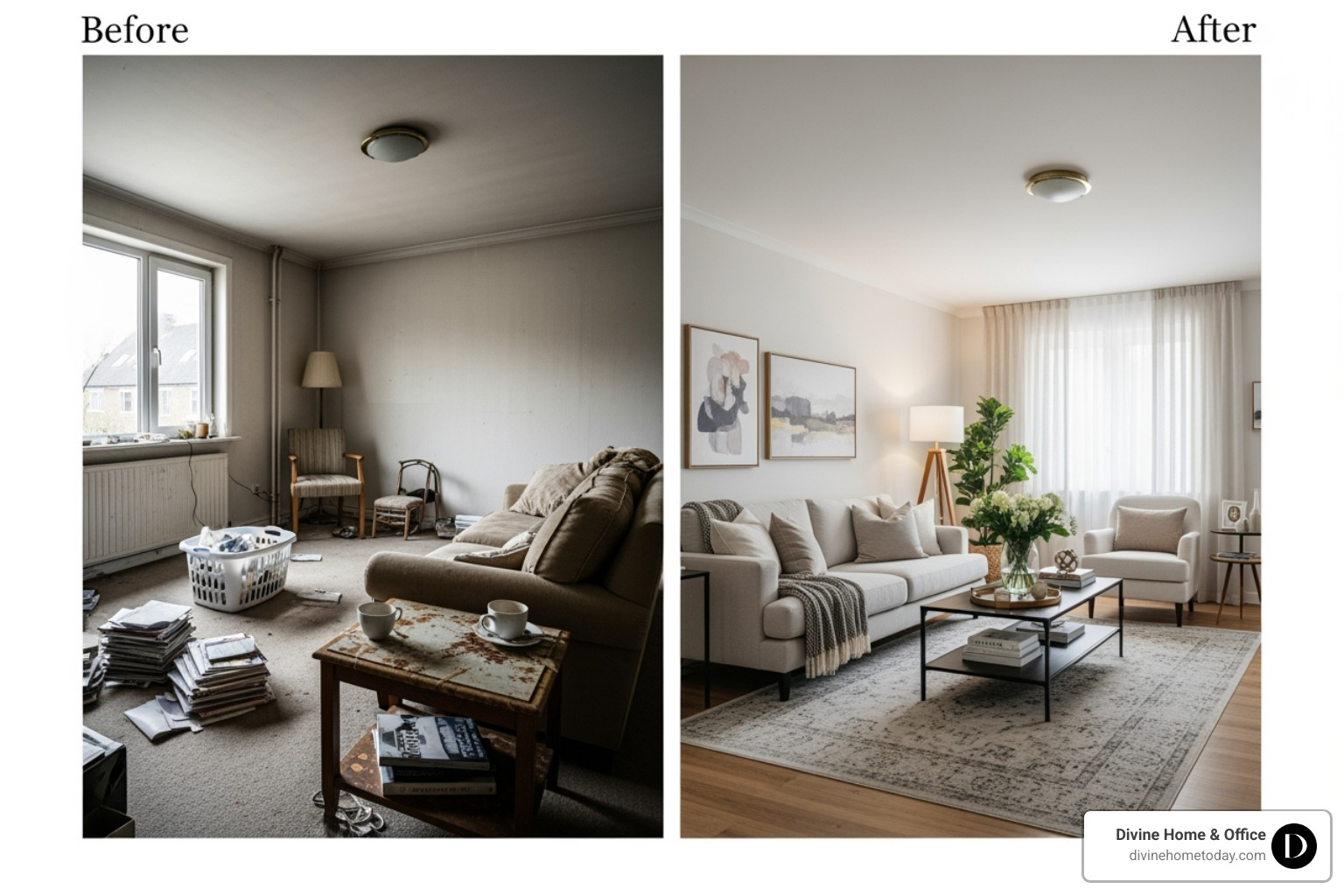 before-and-after staging change - Home staging Englewood