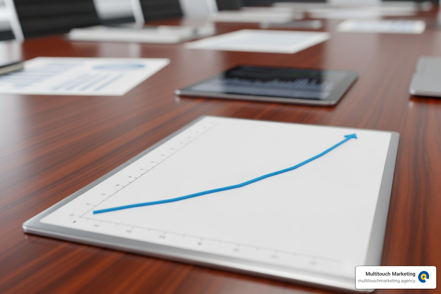 Image of a graph showing upward growth labeled "Business ROI" - PPC Management for Small Business
