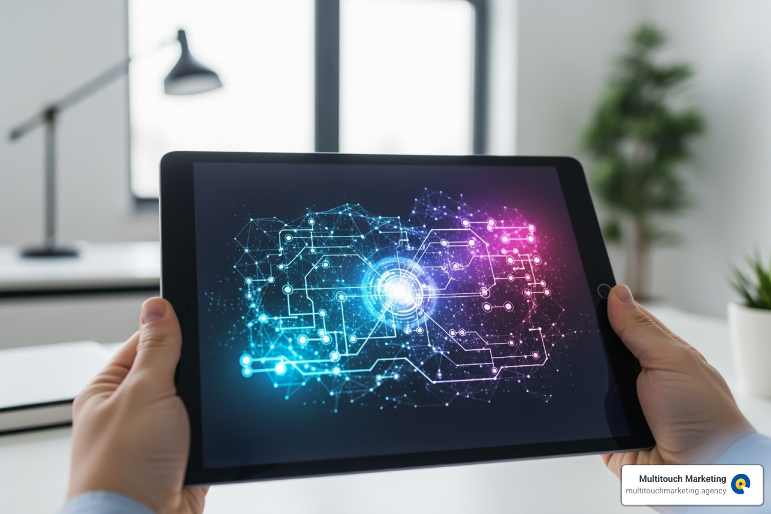 Image of a digital marketing blueprint on a tablet screen - PPC Management for Small Business