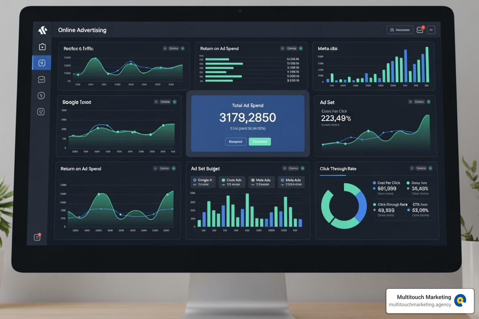Image of a PPC dashboard showing key metrics like CTR and Conversion Rate - PPC Management for Small Business