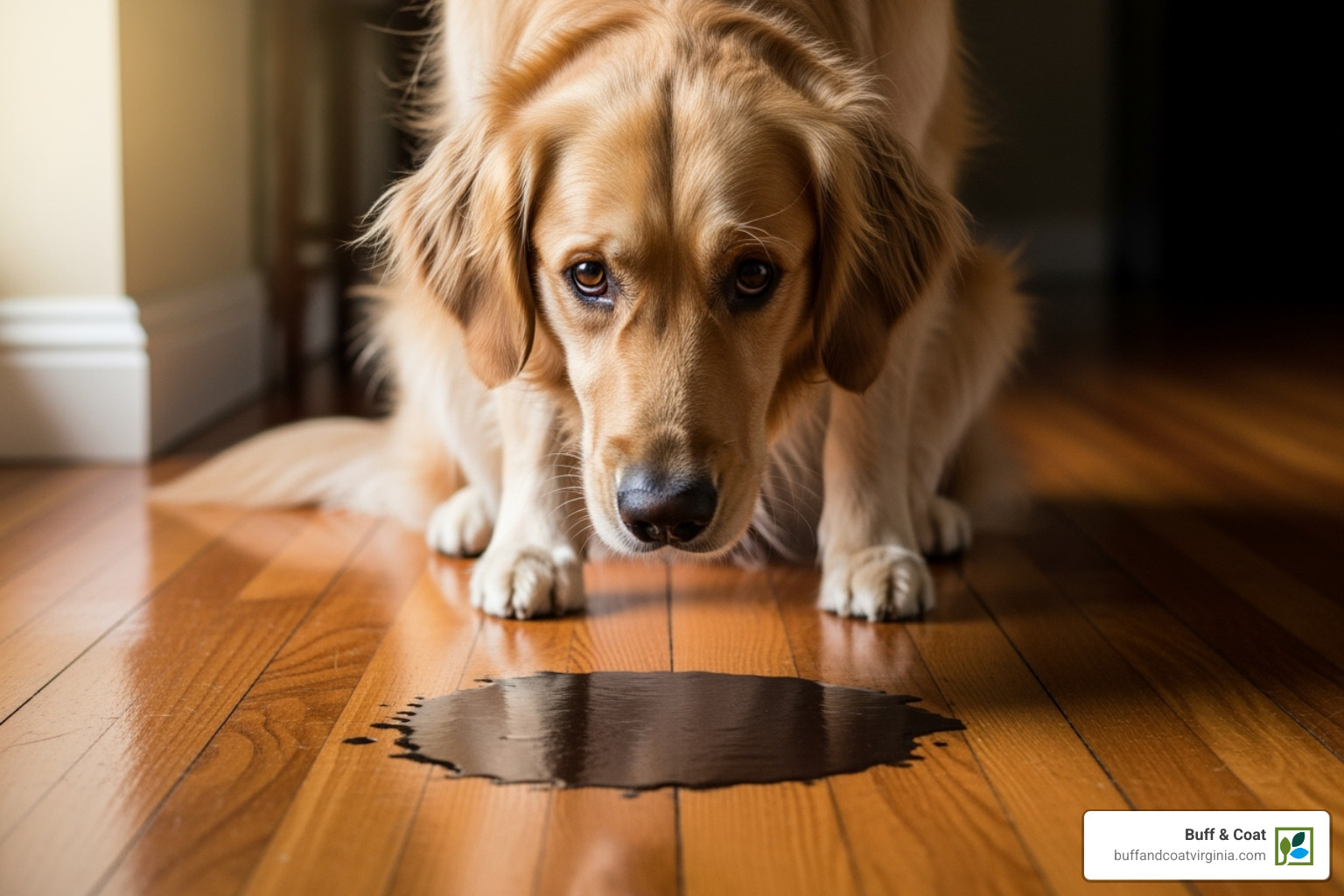 guilty pet looking at a stain - wood floor stain removal guilty pet looking at a stain - wood floor stain removal
