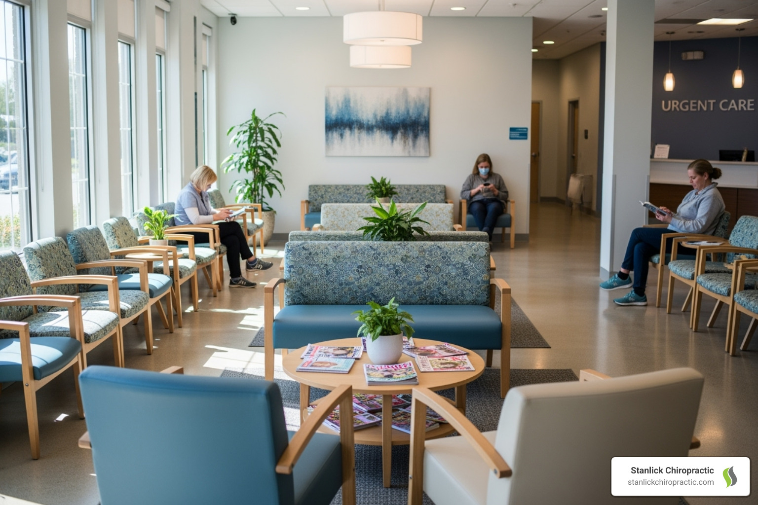 clean and modern urgent care waiting area - Murfreesboro urgent care