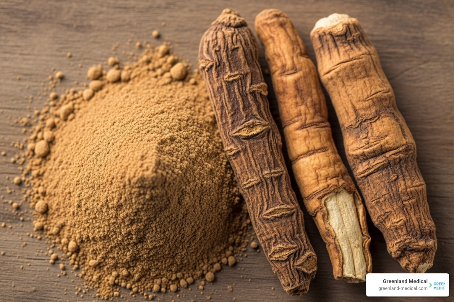 Ashwagandha root and powder - herbs for hormone balance