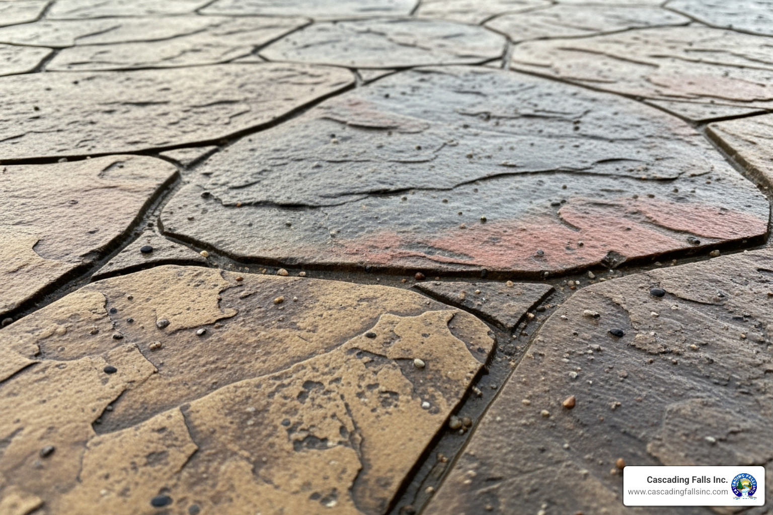 Close-up shot showing the intricate texture of a freshly applied stamped concrete overlay - stamped concrete overlay cost Close-up shot showing the intricate texture of a freshly applied stamped concrete overlay - stamped concrete overlay cost
