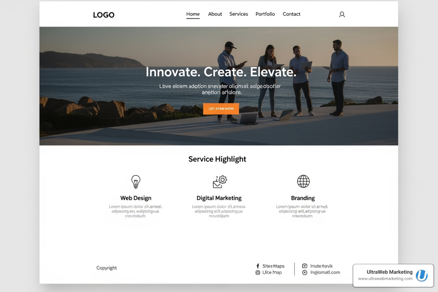 A diagram showing the key components of a high-converting website homepage: clear navigation, compelling hero section, strong call-to-action, service highlights, and footer. - local website design companies A diagram showing the key components of a high-converting website homepage: clear navigation, compelling hero section, strong call-to-action, service highlights, and footer. - local website design companies