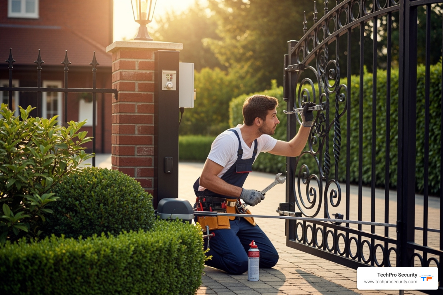 electric gate undergoing maintenance - Electric gate installation