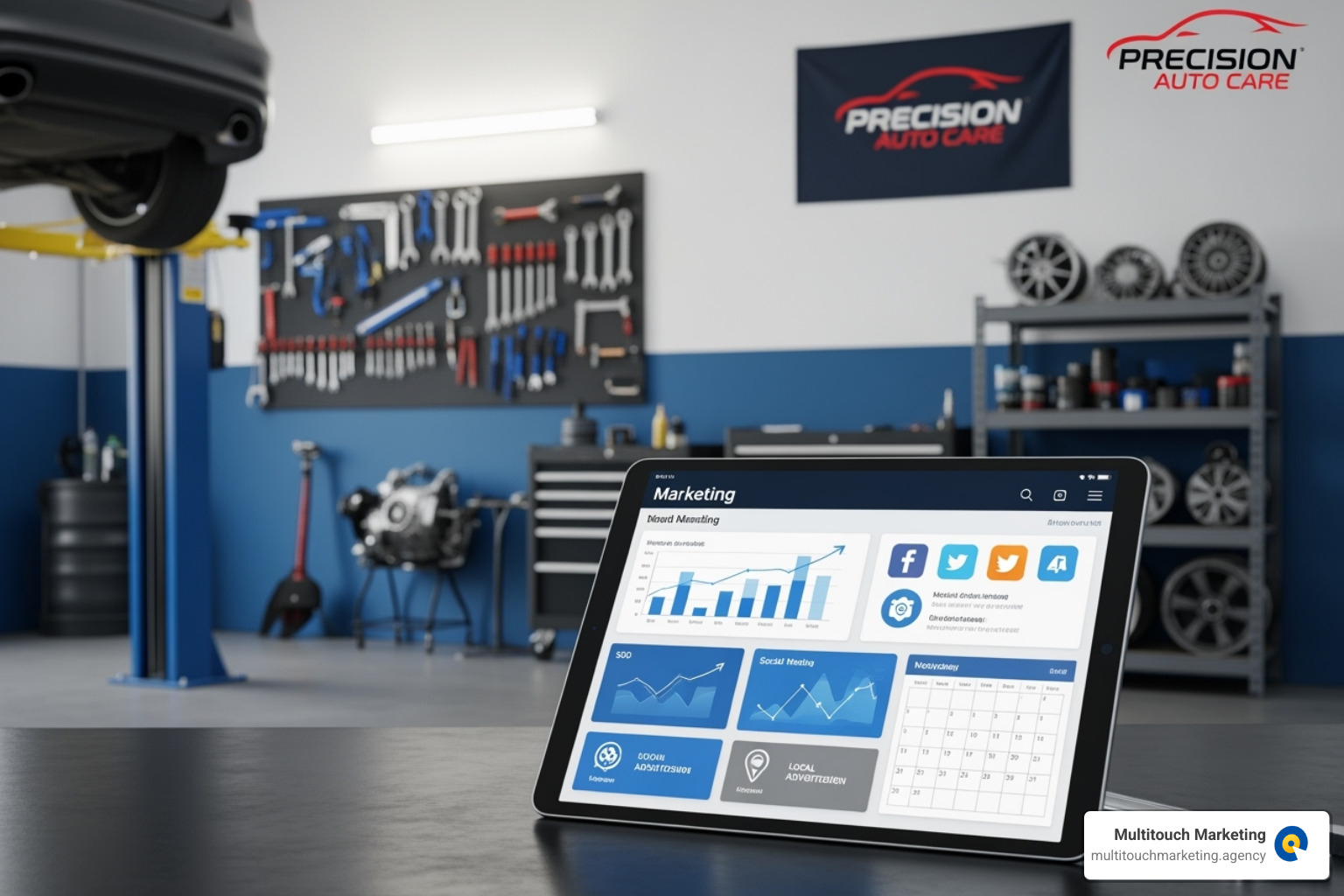 professional, mobile-friendly auto shop website on a phone and desktop - Automotive shop marketing