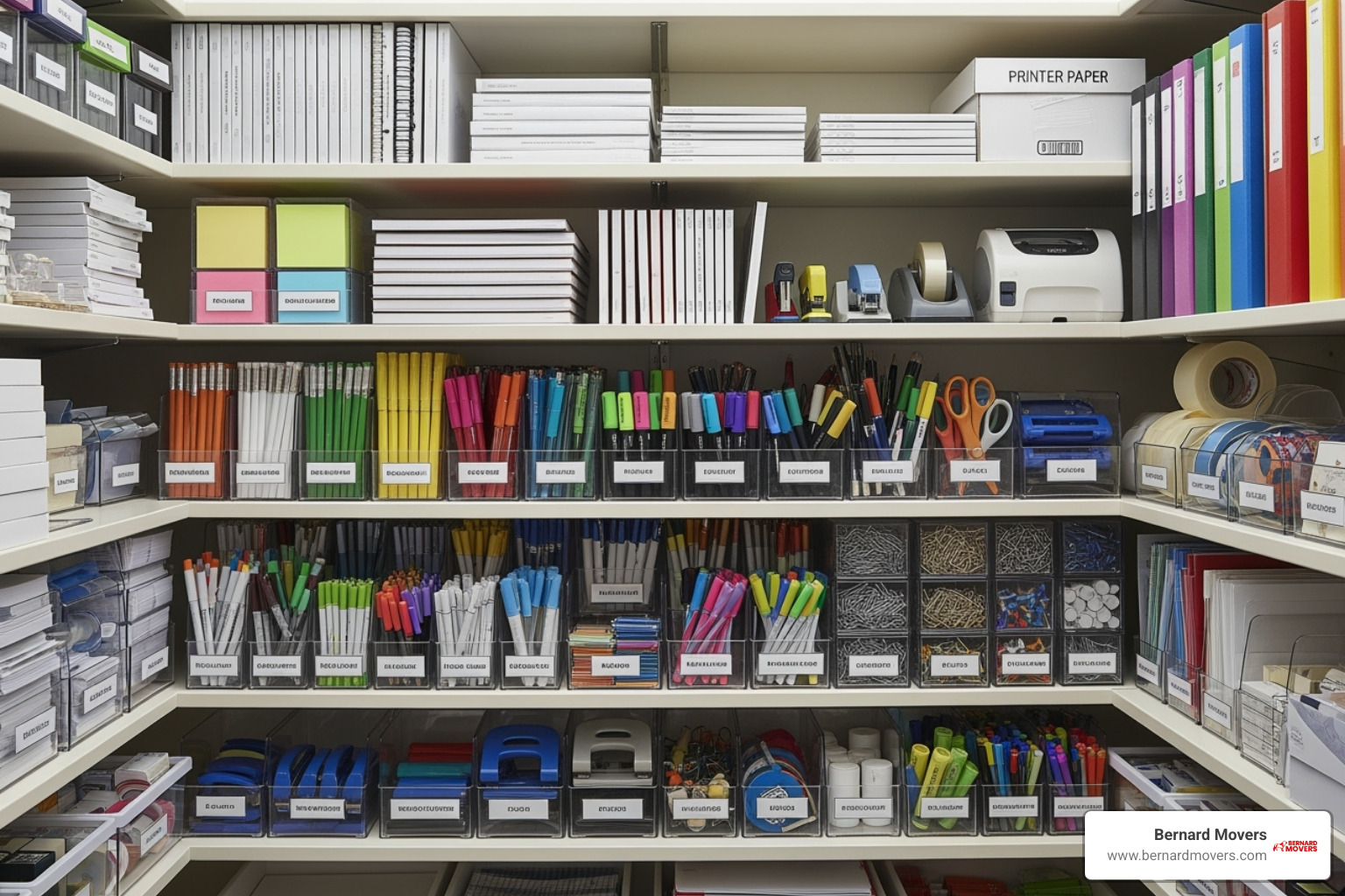 An organized office supply closet - New office setup