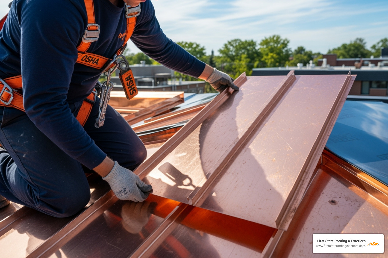 roofer installing copper panel - copper roofers near me roofer installing copper panel - copper roofers near me