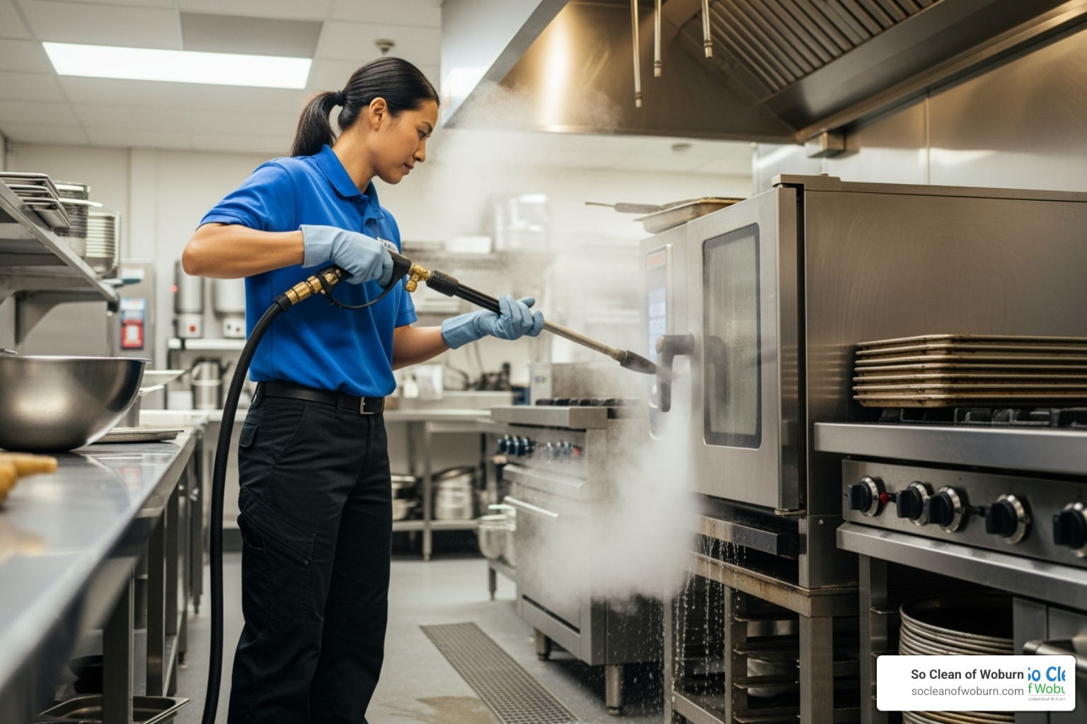 professional kitchen cleaner steam-cleaning - commercial kitchen cleaning company