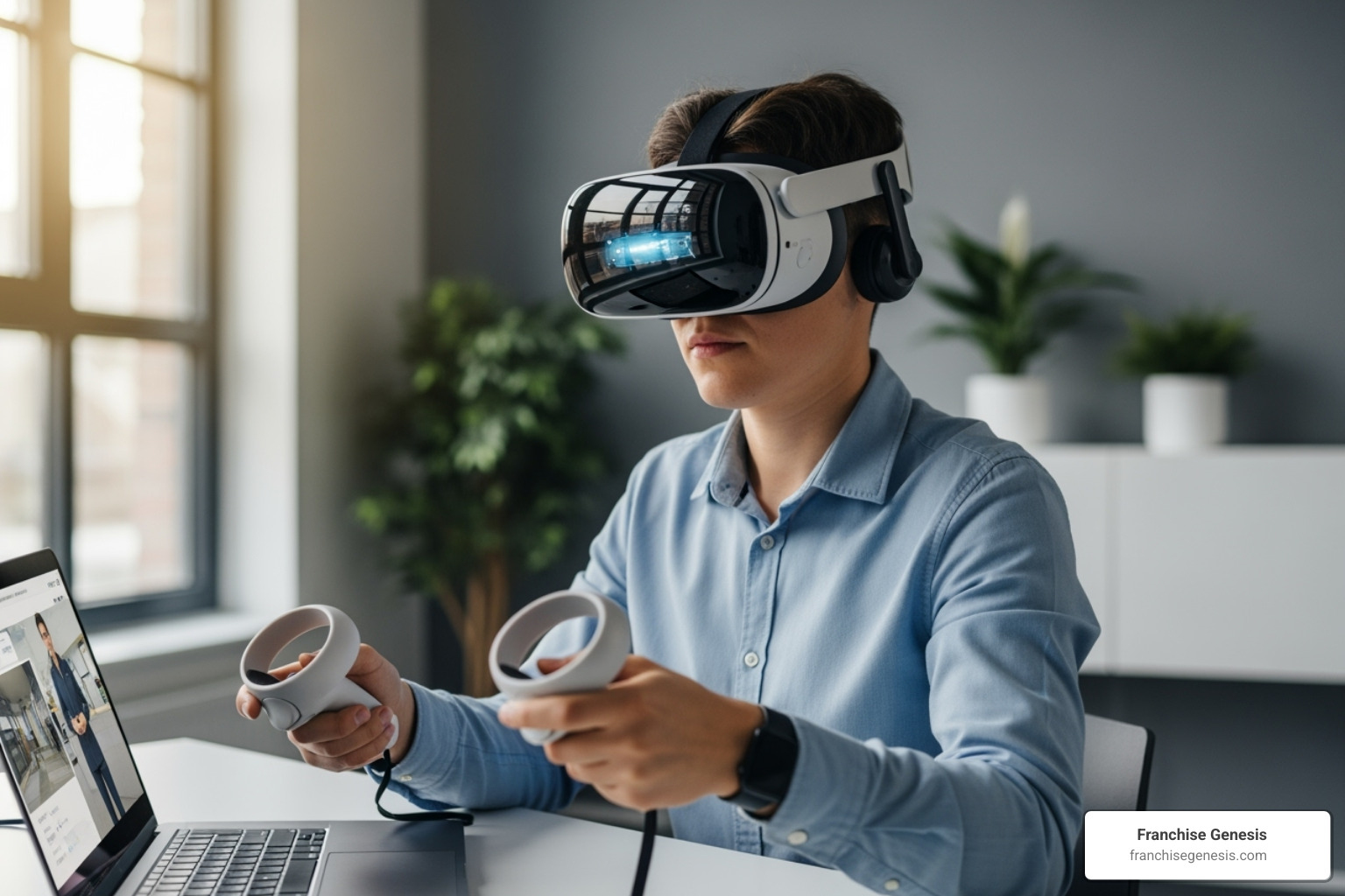 franchisee using a VR headset for training - what is the future of franchising