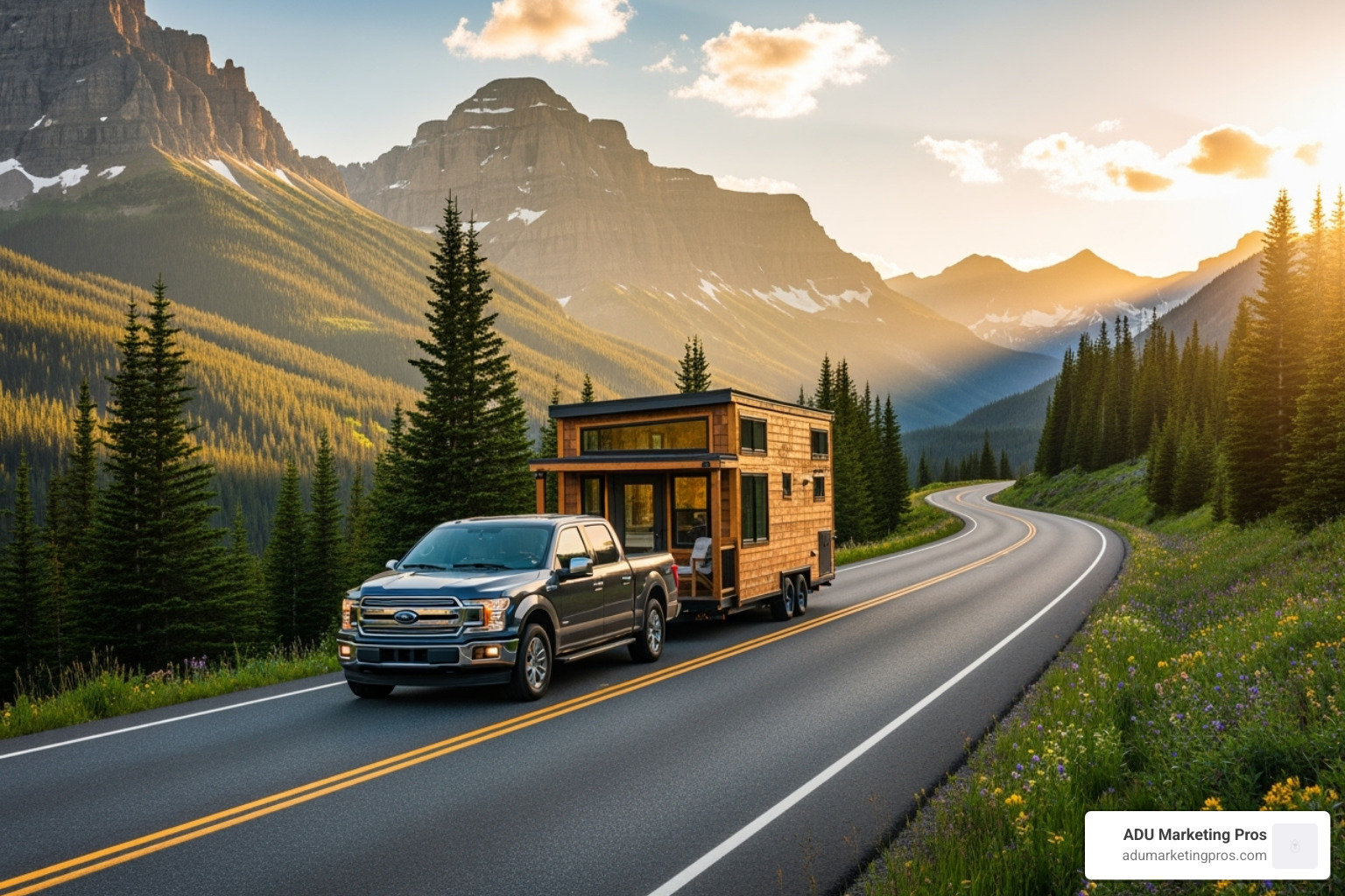 Tiny Home on Wheels being towed - tiny house for sale sf bay area Tiny Home on Wheels being towed - tiny house for sale sf bay area