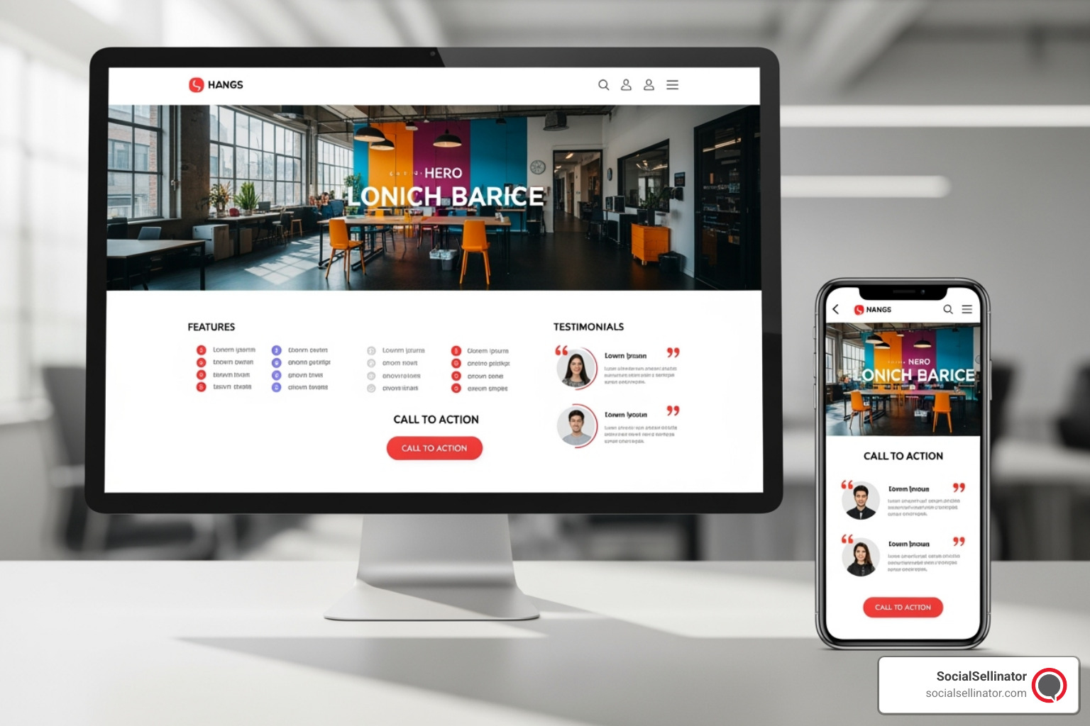 A side-by-side view of a well-designed landing page on both a desktop and mobile device, showcasing responsive design and key conversion elements. - optimizing display campaigns A side-by-side view of a well-designed landing page on both a desktop and mobile device, showcasing responsive design and key conversion elements. - optimizing display campaigns