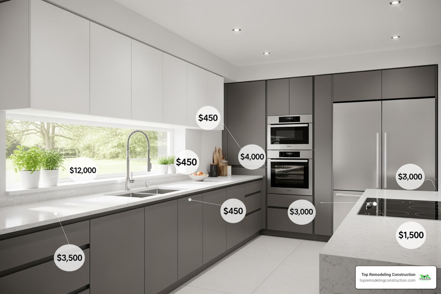 kitchen with price tags on different elements like cabinets and countertops - kitchen remodeling Las Vegas kitchen with price tags on different elements like cabinets and countertops - kitchen remodeling Las Vegas