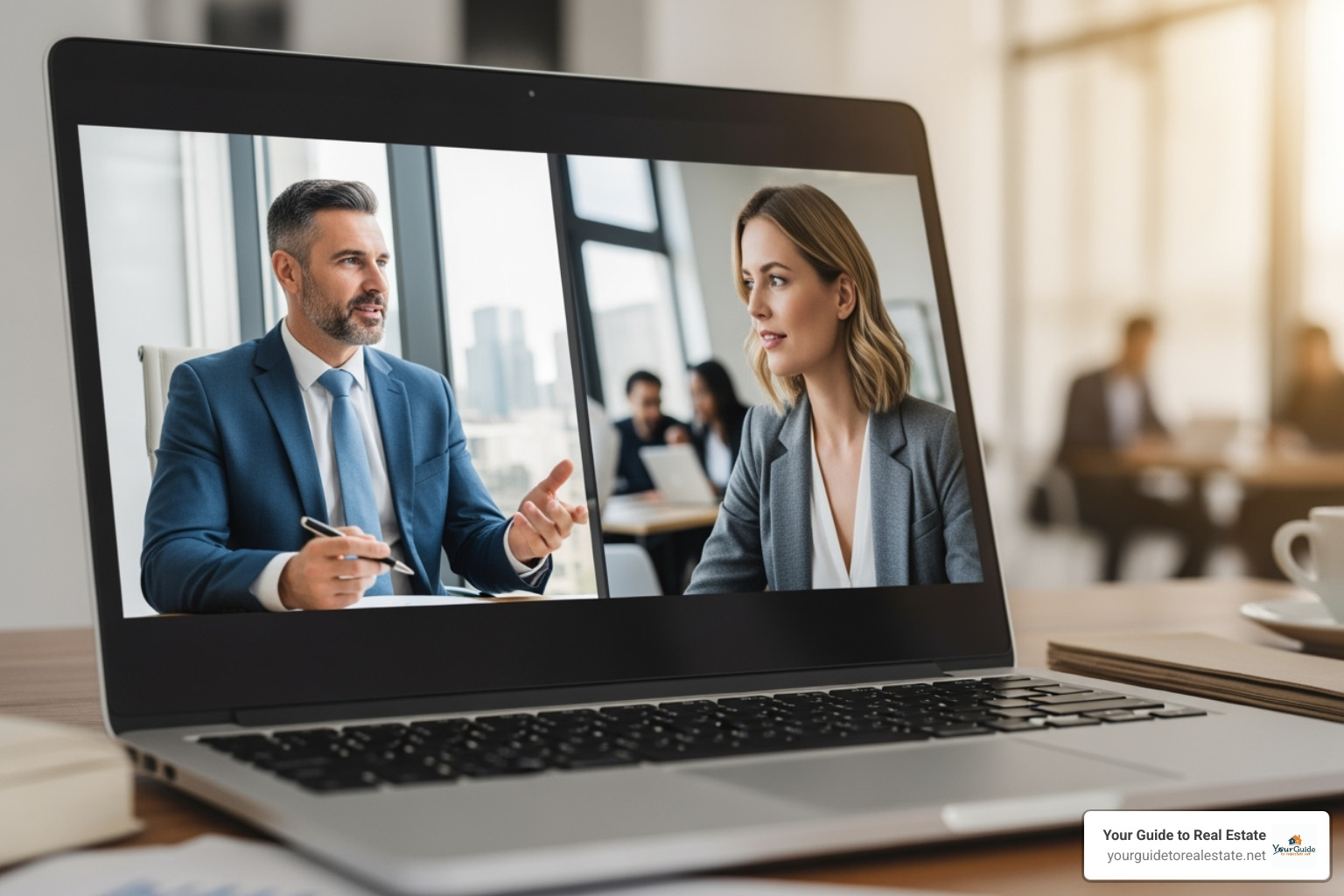 Image of a one-on-one video call between a broker and an agent - virtual commercial real estate brokerage