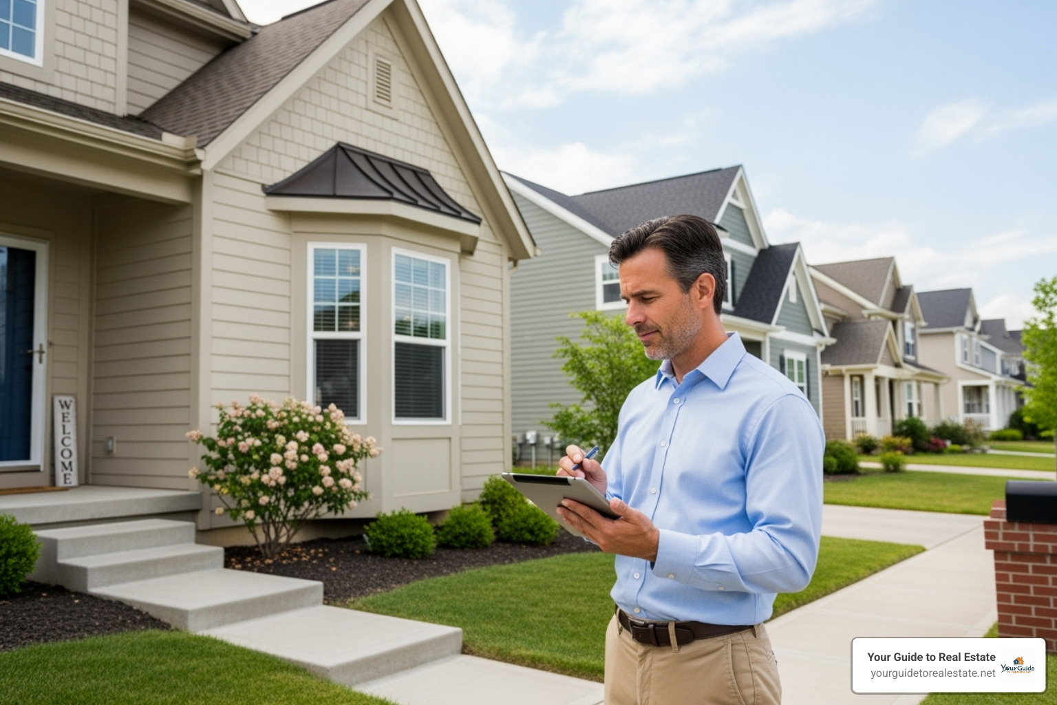 professional appraiser inspecting a home's exterior - market vs appraised value