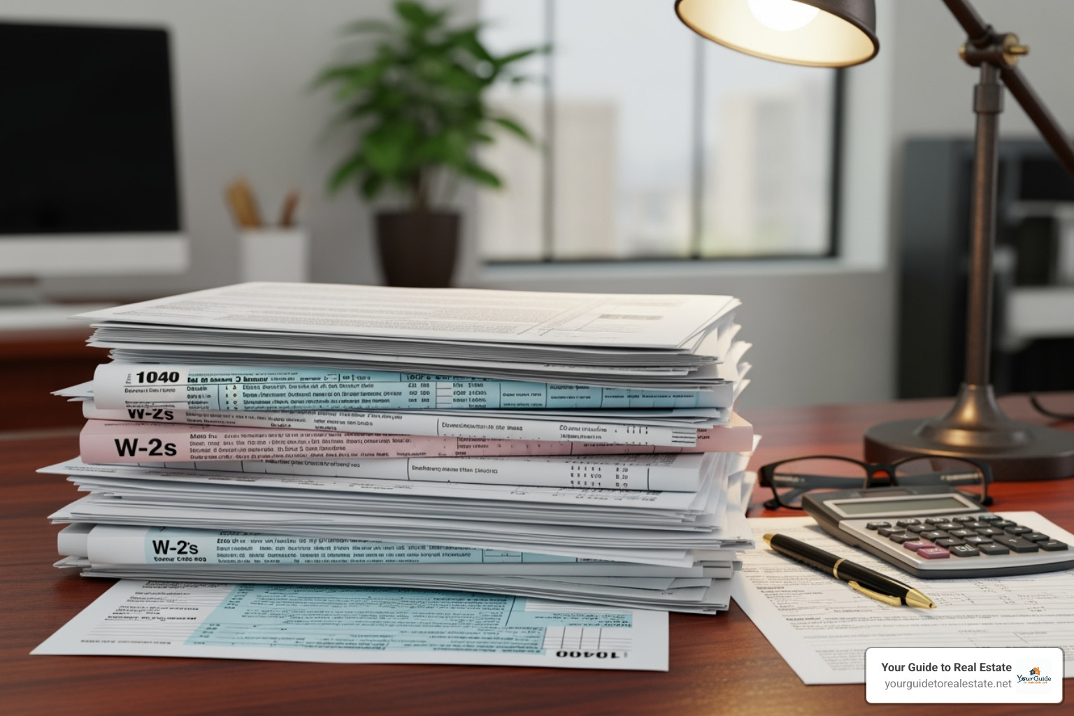 of a stack of documents like tax forms and pay stubs - Down payment assistance