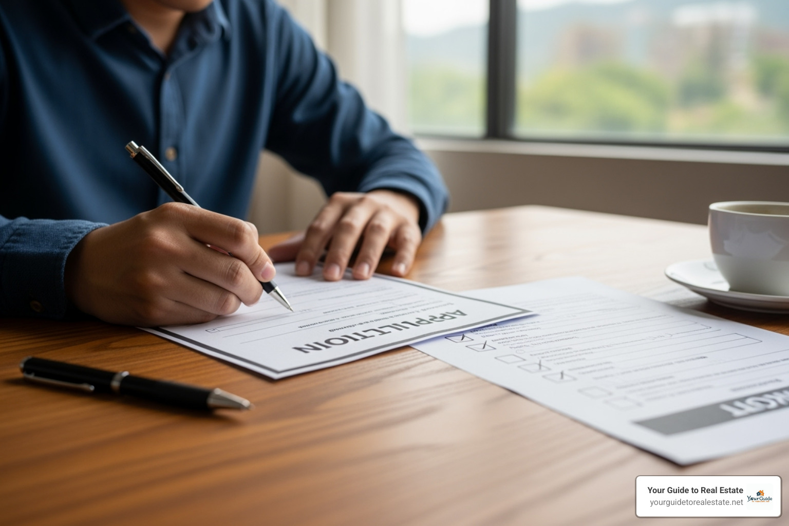 of a person filling out an application form with a checklist nearby - Down payment assistance