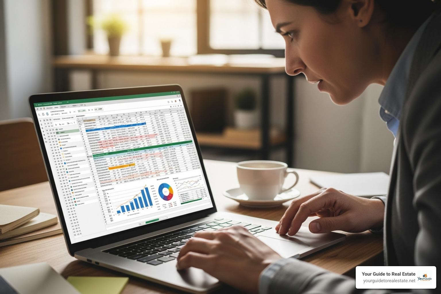 A person working on a competitive analysis spreadsheet on a laptop - competitive product analysis report