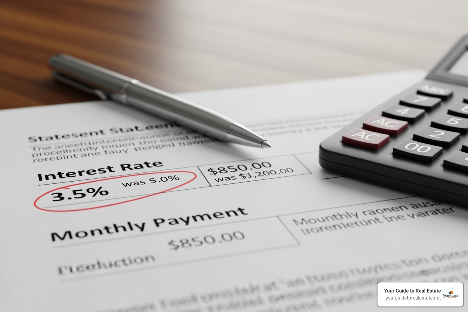 document showing a reduced interest rate and lower monthly payment - Loan modification assistance
