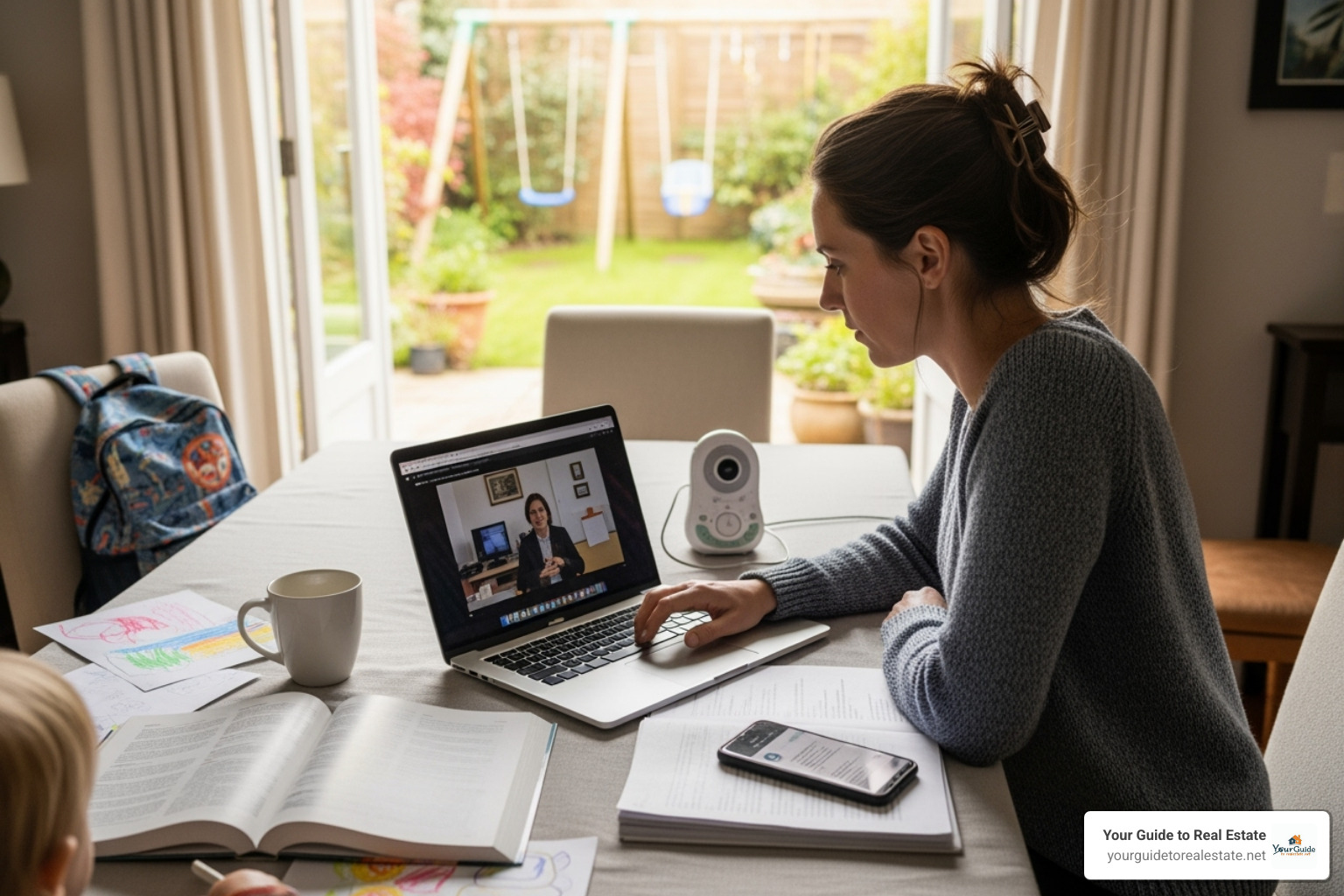 a person balancing work, family, and online study, showcasing flexibility - Online real estate courses