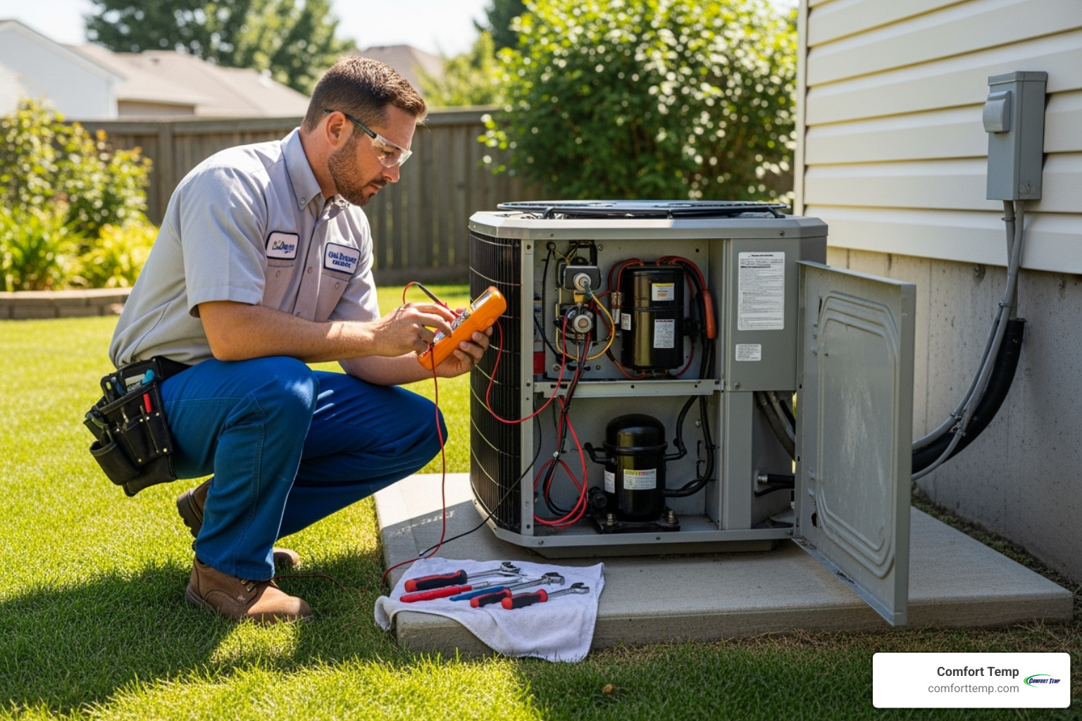 professional technician diagnosing AC unit - ac not cooling Jacksonville professional technician diagnosing AC unit - ac not cooling Jacksonville