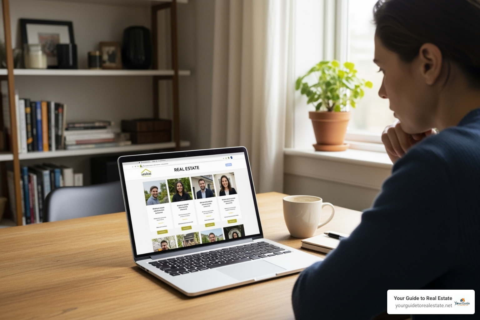 person researching real estate agents on a laptop - find a realtor for buying