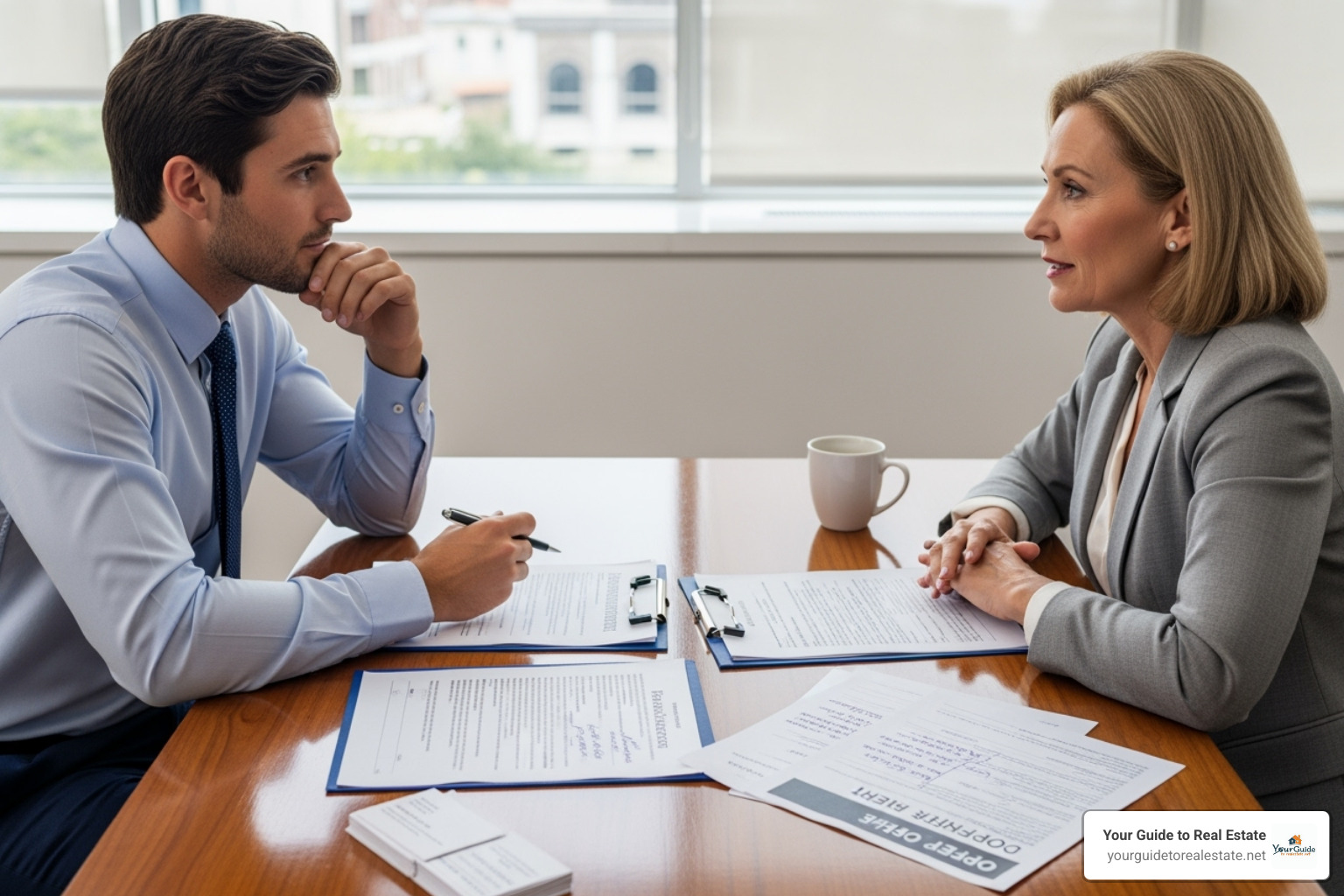 negotiation table with buyer and seller - house appraised at value