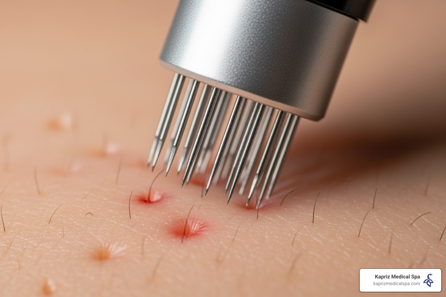 microneedling pen in use on skin - Old acne scar treatment microneedling pen in use on skin - Old acne scar treatment