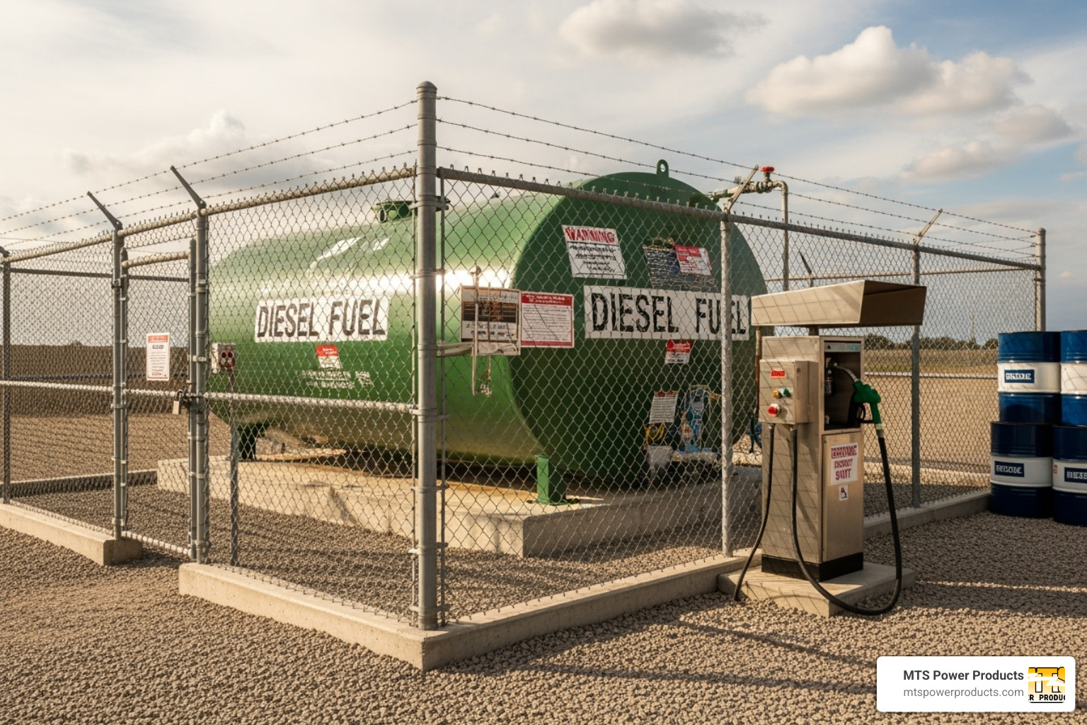 Secure diesel fuel storage tank - diesel backup generators
