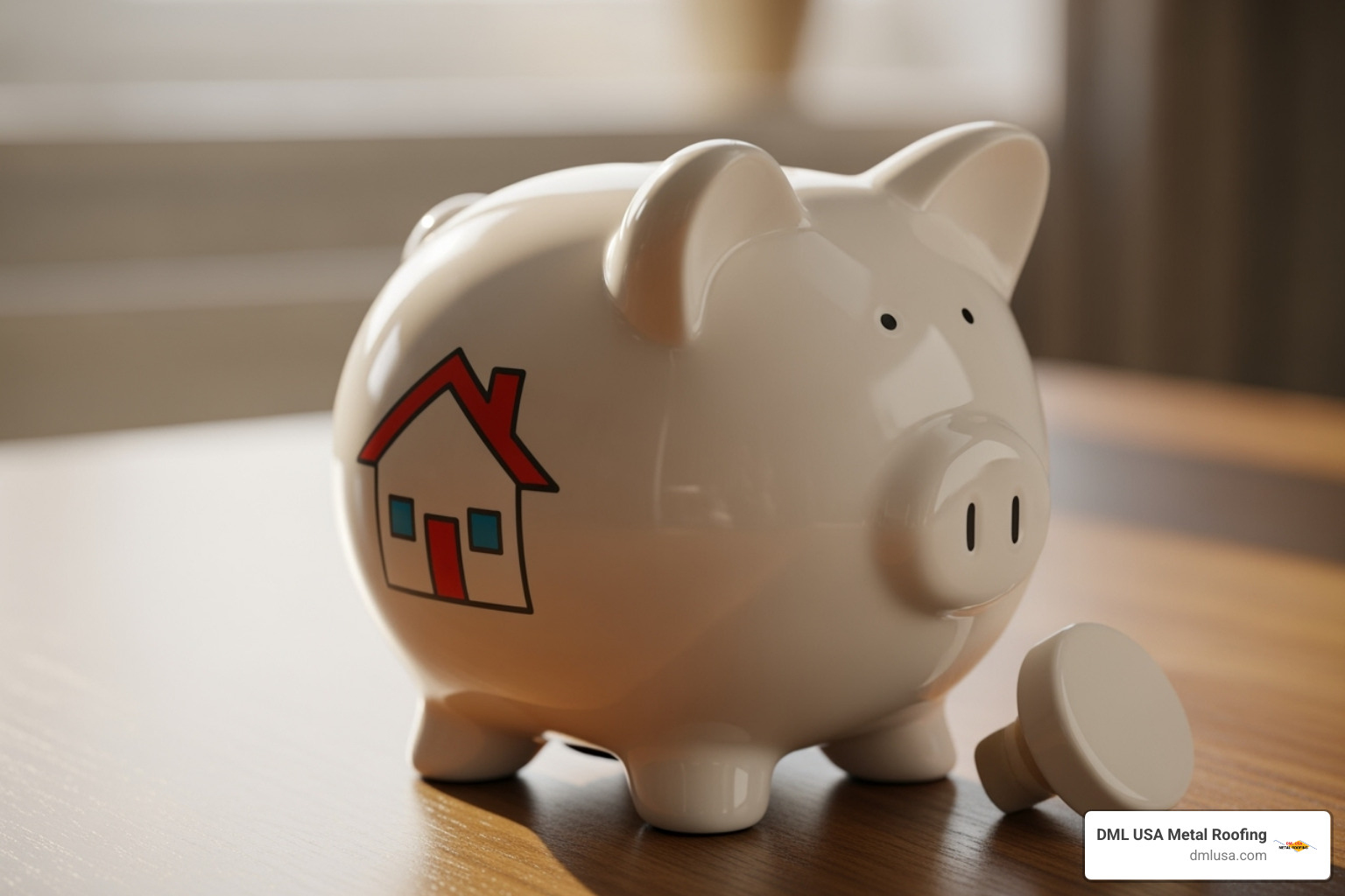a piggy bank with a house icon on it - cost of replacing shingle roof