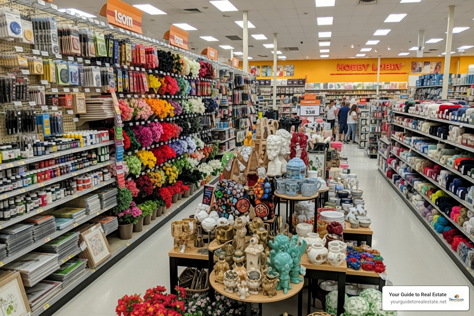 Colorful aisles of a Hobby Lobby store with various craft supplies and home decor items - hobby lobby near me Colorful aisles of a Hobby Lobby store with various craft supplies and home decor items - hobby lobby near me