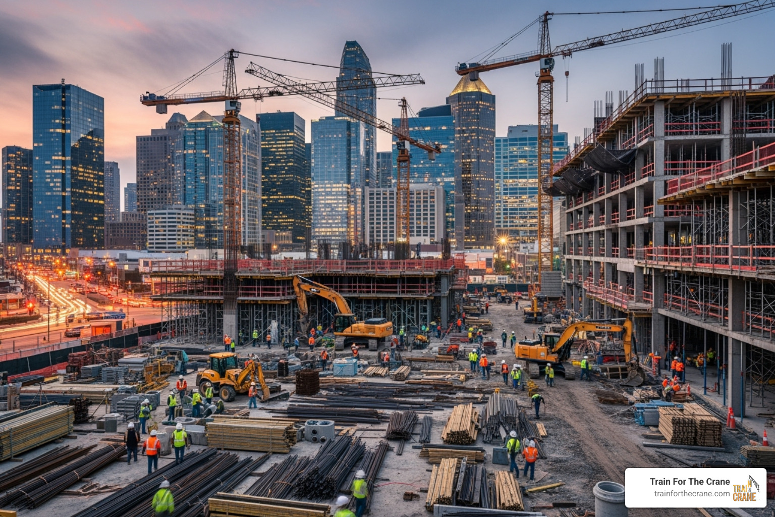busy construction site in the Indianapolis area - crane training danville indiana