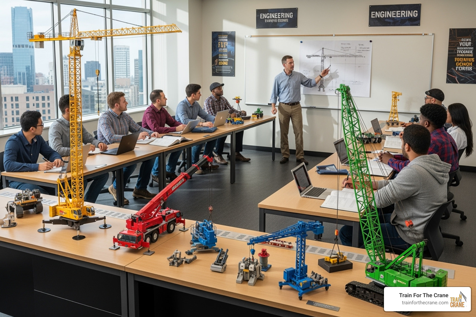 classroom training session with crane models - crane training danville indiana