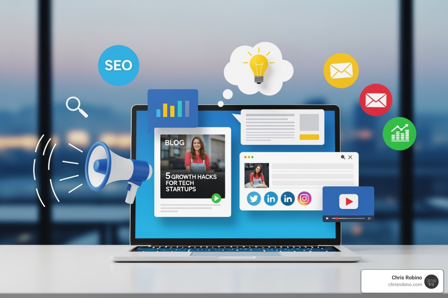 magnifying glass over search results - content marketing tips for tech startups