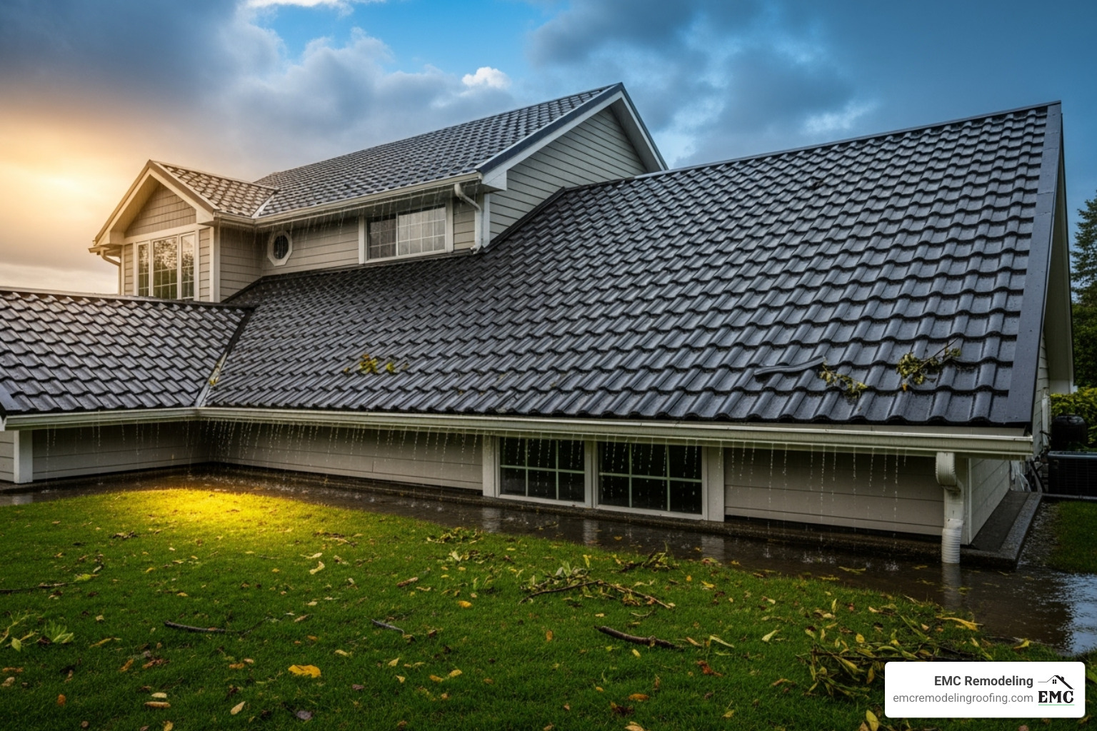 metal shingle roof after storm - metal shingle roofers near me