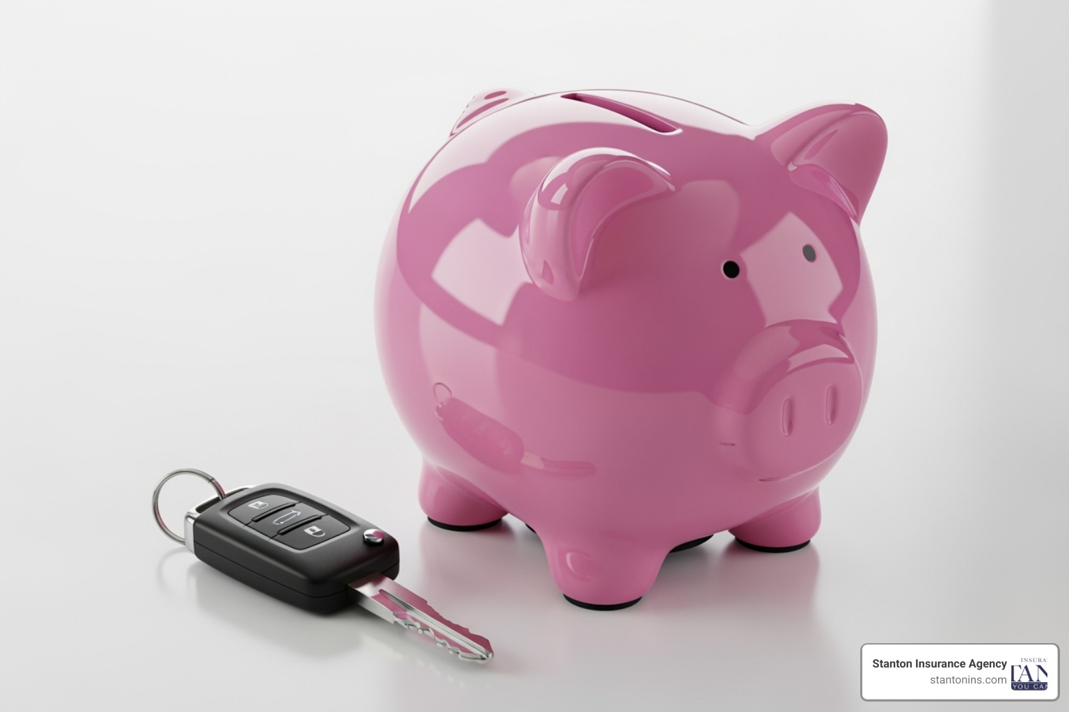 of a piggy bank with a car key next to it. - car insurance manchester nh