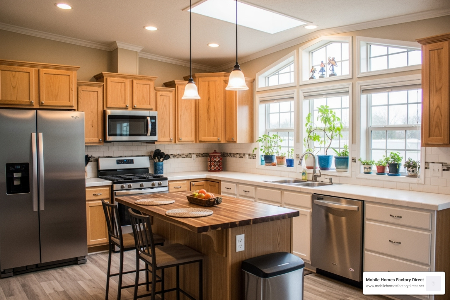 Spacious mobile home kitchen with an island - Elmendorf mobile homes Spacious mobile home kitchen with an island - Elmendorf mobile homes