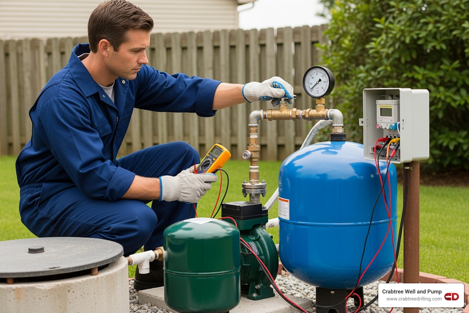 professional technician servicing a well system - Pressure tank not working professional technician servicing a well system - Pressure tank not working