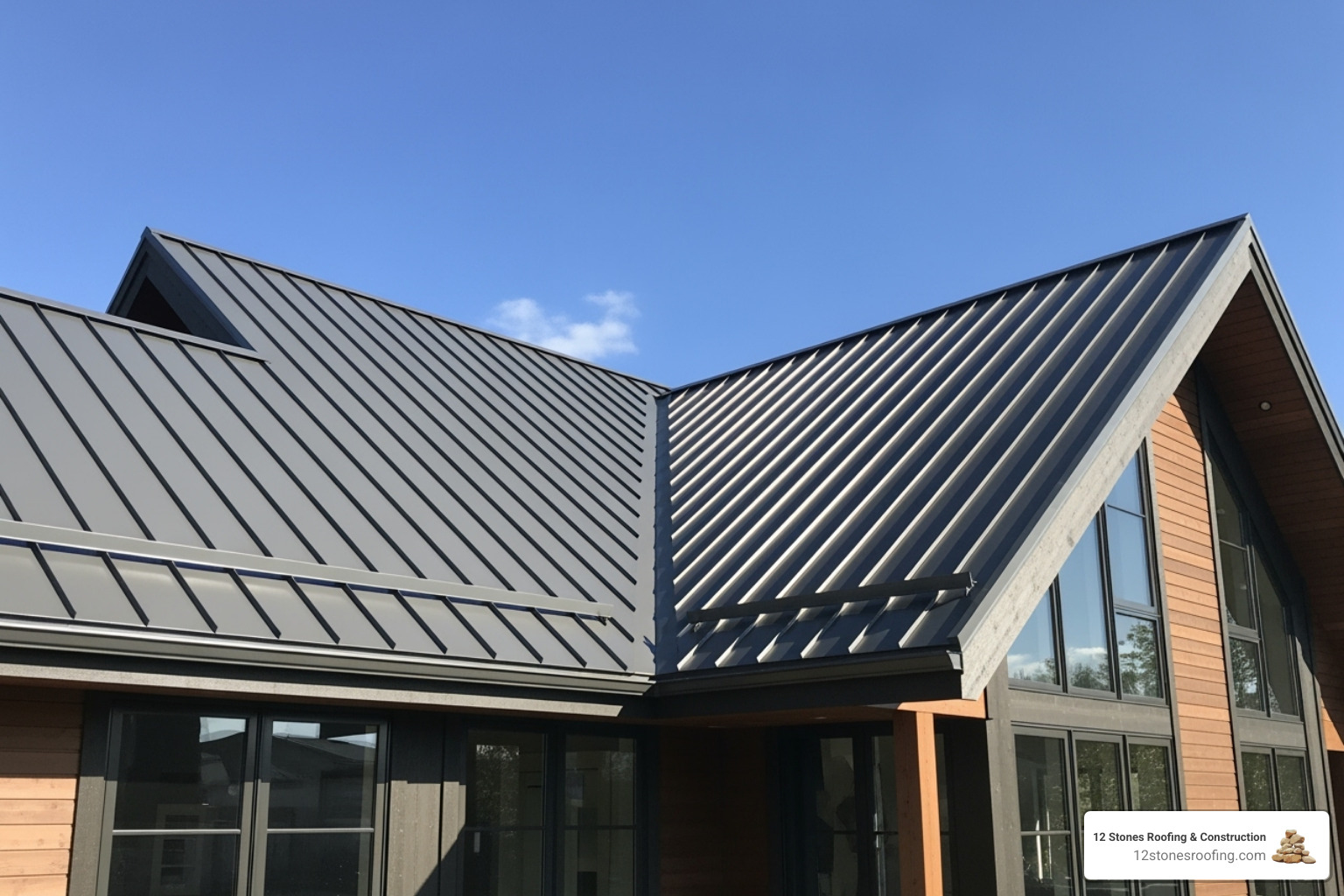 A sleek, modern standing seam metal roof - Energy efficient roofing Houston