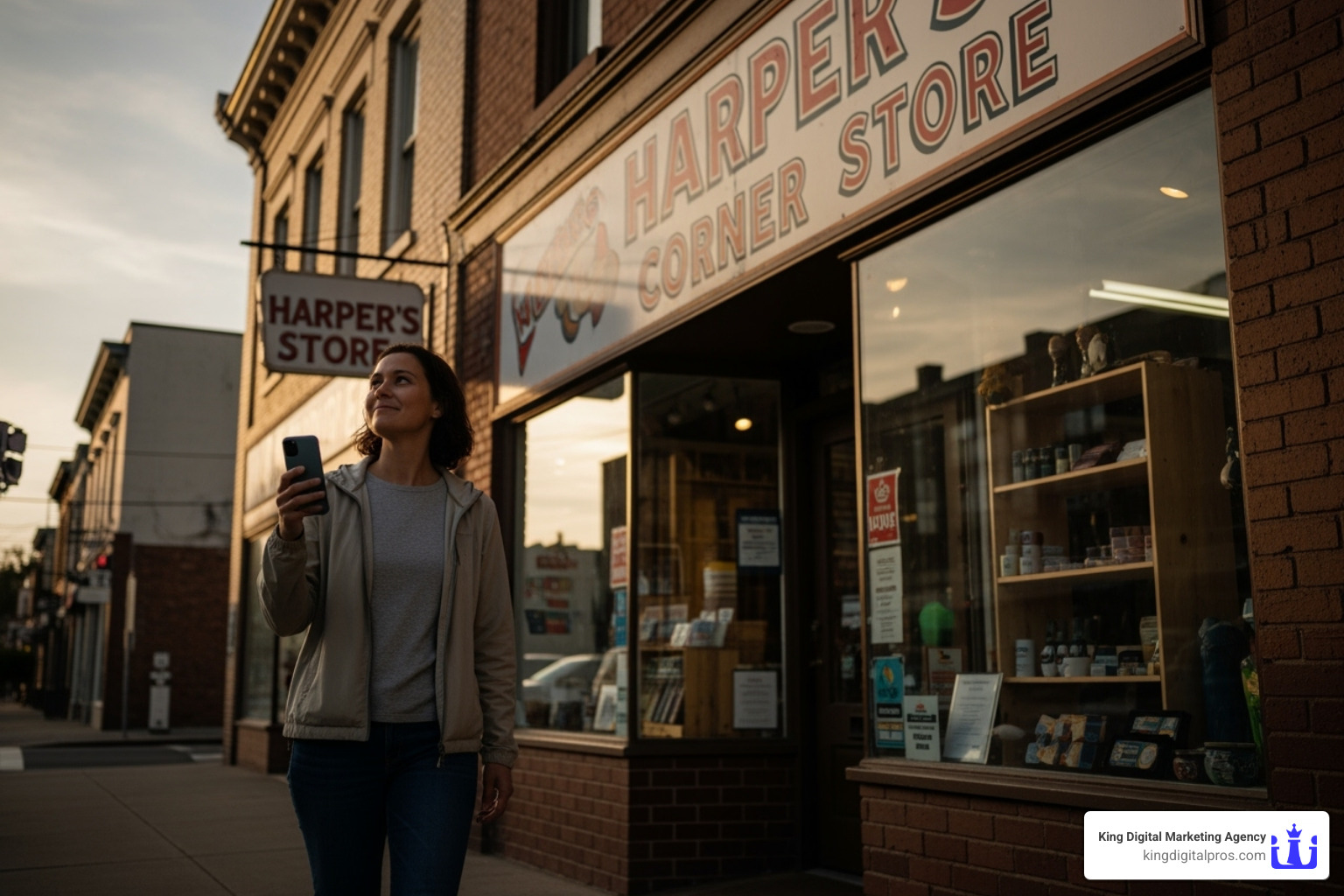 A customer walking into a local shop they found on their phone - Local business map