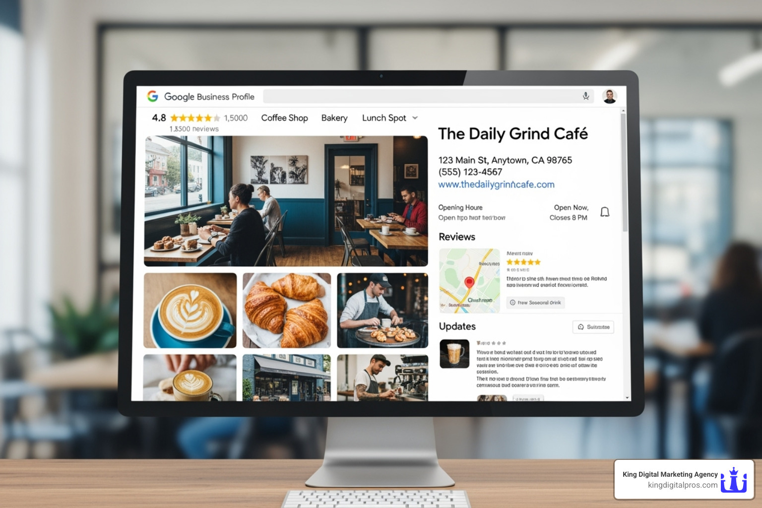 A well-optimized Google Business Profile on a desktop screen - Local business map