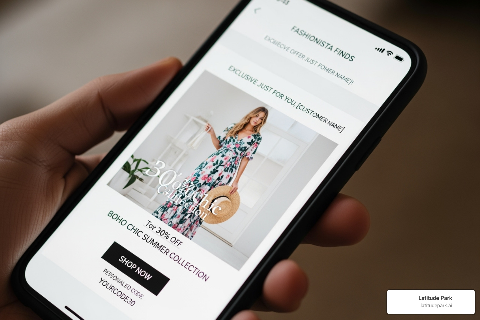 smartphone showing personalized email offer - ecommerce campaign management